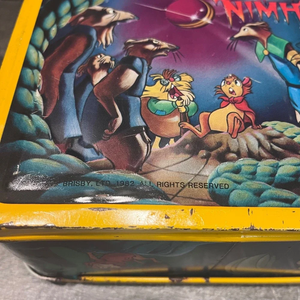 Vintage 1982 The Secret of NIMH Metal Lunch Box Aladdin Industries Yellow Trim